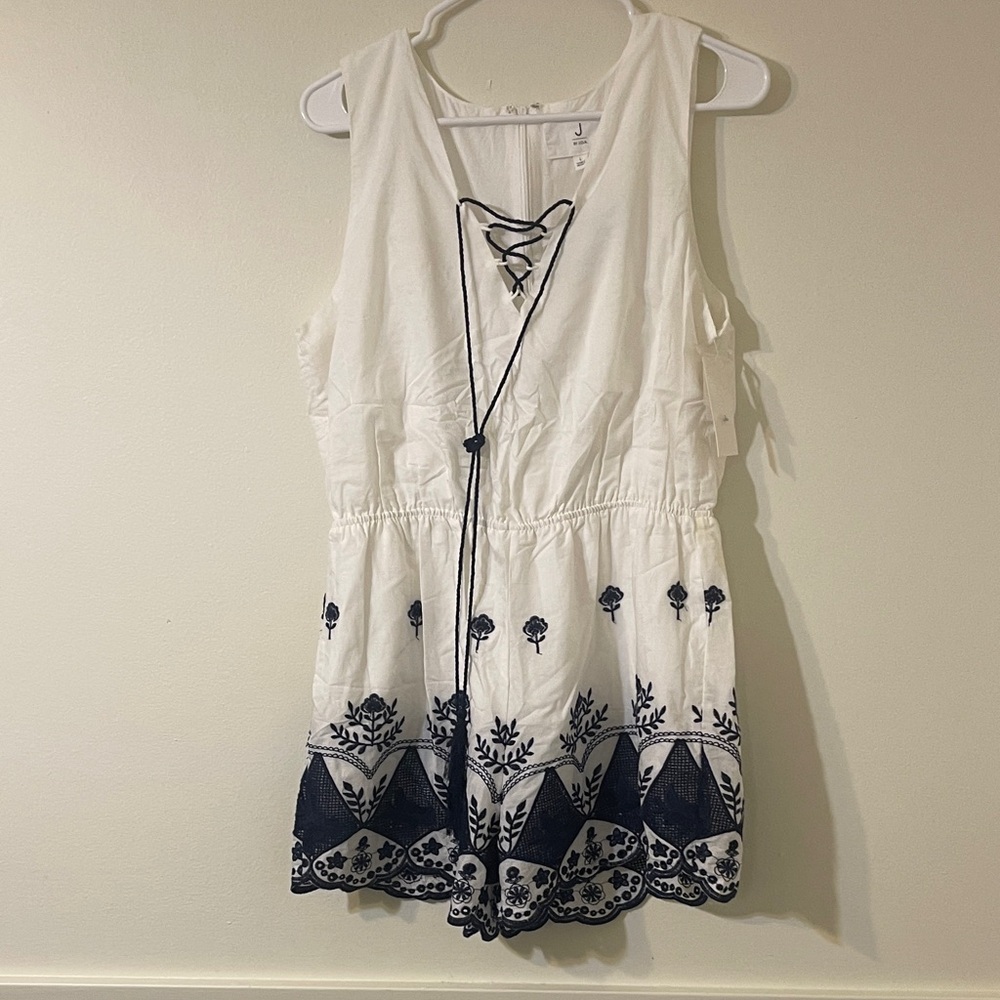 J.O.A.White and Navy Romper